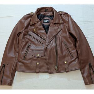 Straight To Hell Vegan Commando Jacket Brown Faux Leather L